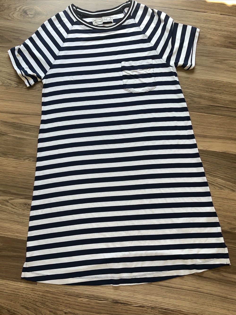 Abercrombie & Fitch Navy White Striped Pocket T-Shirt Dress Women's Size S